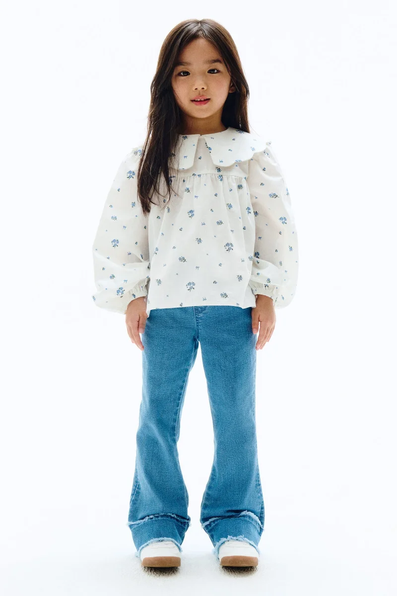 اتش اند ام بلوزة قطنية بياقة